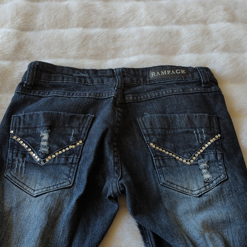 NWOT Rampage Rhinestone Jeans with Rips - Picture 7 of 8